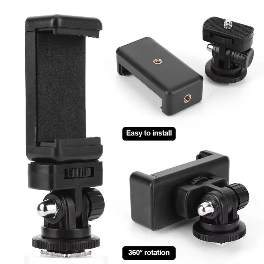 Giá Đỡ Tripod Điện Thoại Kẹp Có Thể Điều Chỉnh Mới, Đa Năng, Bền, Bộ Chuyển Đổi Gắn Ngàm Hot Shoe, Làm Bằng Nhựa, Phụ Kiện Máy Ảnh, Tương Thích Với Máy Ảnh Canon, Nikon, Sony, DSLR