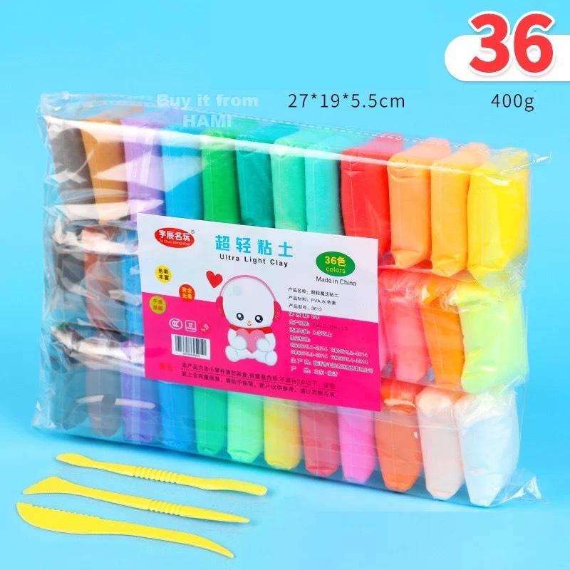  Đất Sét Tự Khô 36 Màu An Toàn Nặn Hình Cao Cấp Siêu Nhẹ Dành Cho Bé Làm Butter Slime Trang Trí 