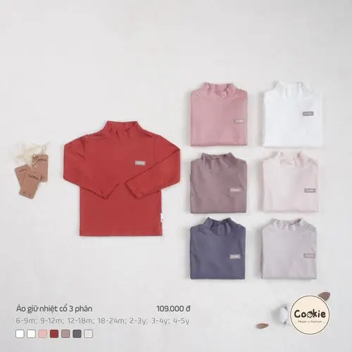 Combo 2 Áo Giữ Nhiệt Cổ 3 Phân Cookie Cho Bé, Size Từ 6-9m Đến 4-5y, Chất Liệu Tăm Lạnh áo  len 0