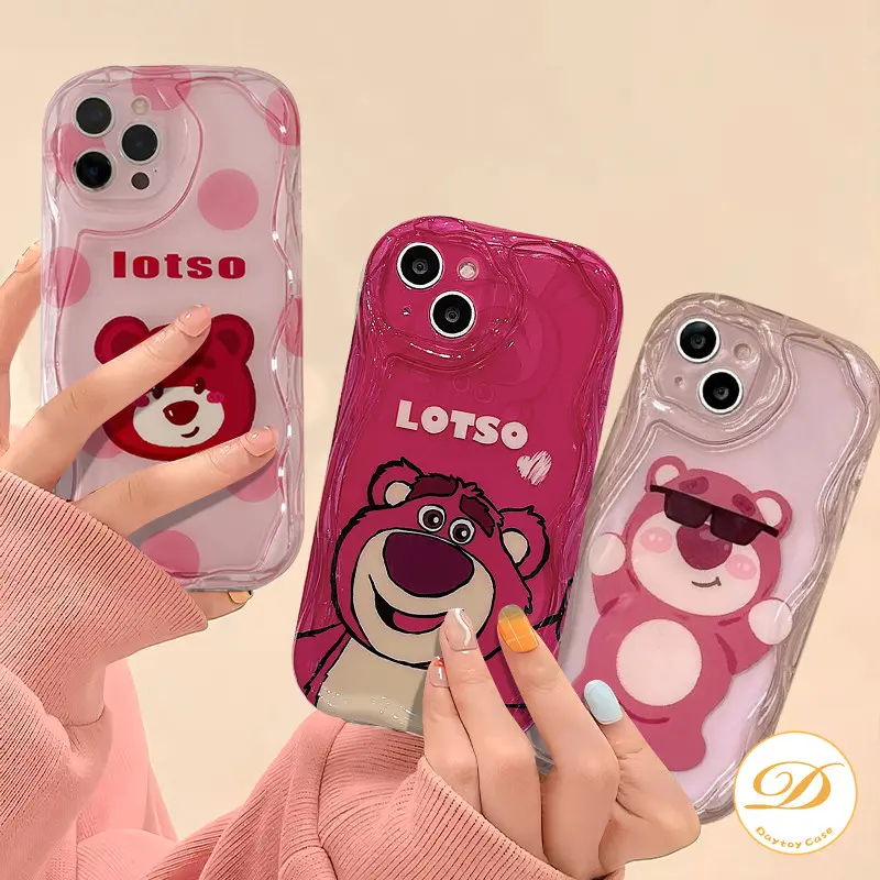 Casing Lembut Lotso Lucu Untuk OPPO A54 A16 A58 A38 A17 A57 A15 A77 A18 A78 A12 A17K A77s A53 A7 A5s A76 A16K A54s A3s A1K A55 A98 A12E A74 A95 A16E A52 A96 A31 A9 A5 Reno 8T 8Pro 8F 7Z 5 5F 6 Kartun Beruang Stroberi 3D Sampul Transparan Tepi Bergelombang 0