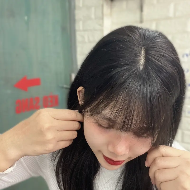 PHỦ BẠC, PHỦ HÓI TỪ TÓC THẬT, siêu da 3D không phải da lưới, mô tả giống da đầu thật, che phủ tốt, che được cả phía sau, 30cm .wig 6