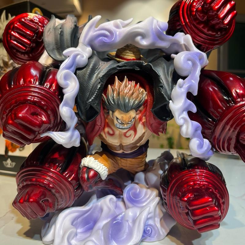 ￼Mô hình Luffy Gear 4 Gatling Gun 6 đấm SIÊU TO cao 32 cm - Tặng Led - One Piece