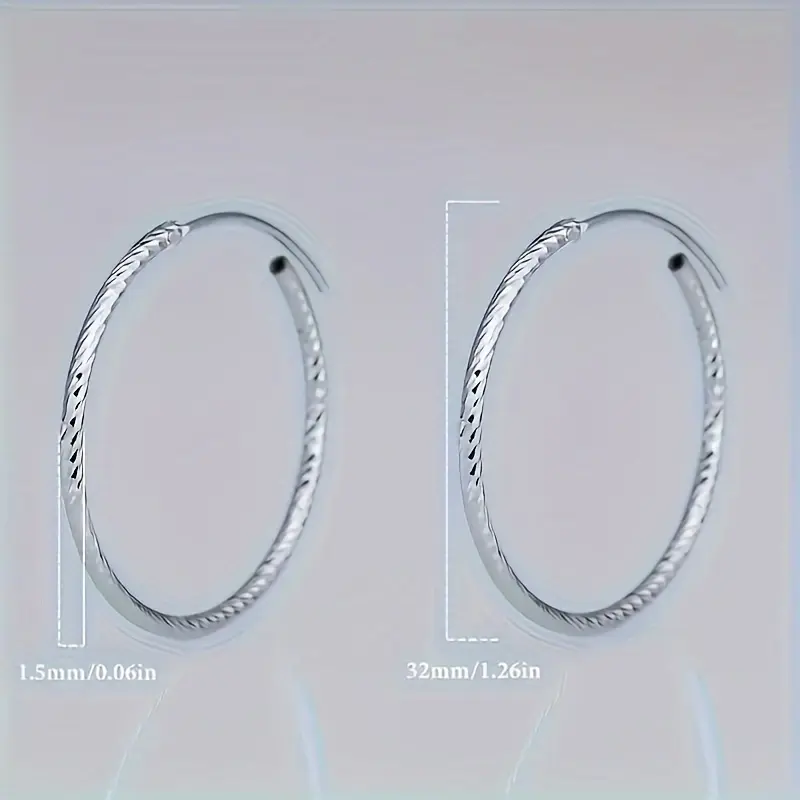 Sterling Silver Hoop Earrings - Elegant, Chic S925 Diamond Cut Jewelry for Women - Hypoallergenic, 3g, Perfect for Casual Attire & Gifting 4