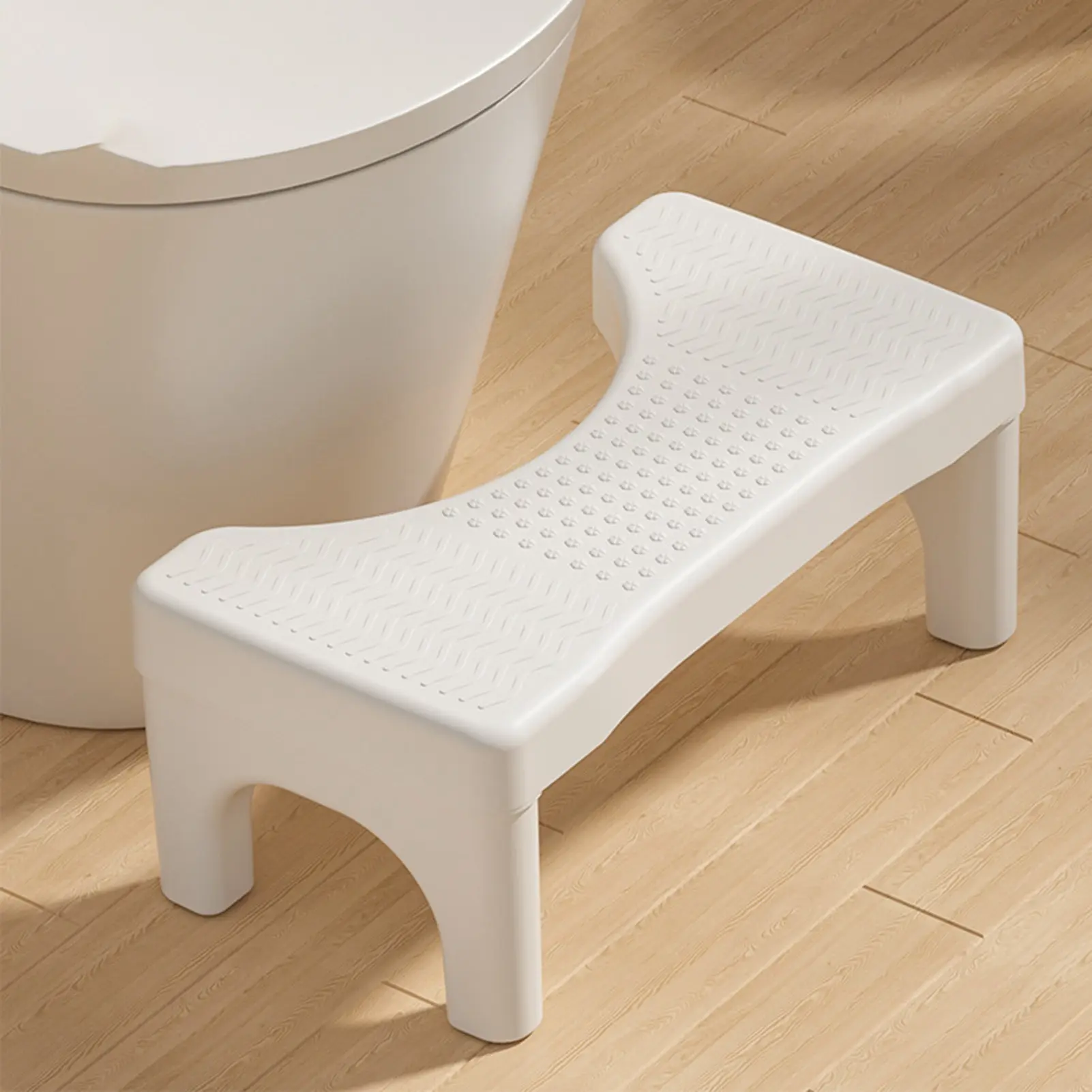 Toilet Stool Poop Stool for Squatting Posture Portable Plastic Potty Stool Non-Slip Toilet Step Stool, Foot Rest Stool White
