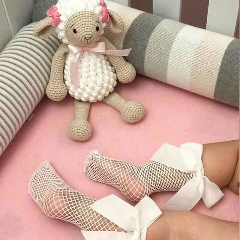 Tất Lưới Cho Em Bé Gái, Thời Trang, Có Nơ Lớn, Làm Bằng Bông Mùa Hè, Thoáng Khí, Màu Đen Và Trắng, Thiết Kế Dễ Thương, Thích Hợp Cho Trẻ Mới Biết Đi Và Trẻ Em, 0-6 Tuổi 5