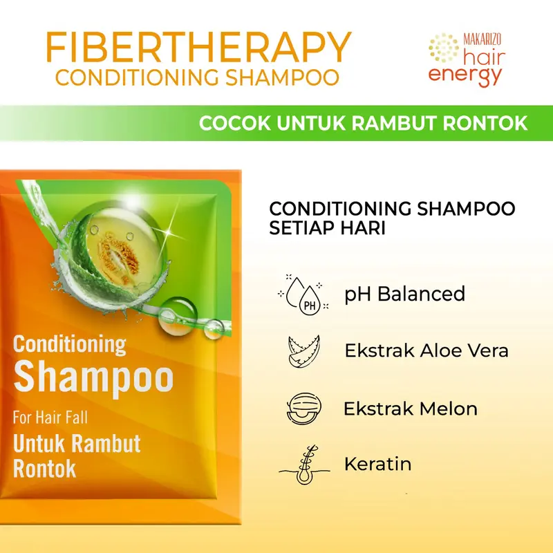 Makarizo Hair Energy Fibertherapy Conditioning Shampoo Aloe Melon 9 mLx12 4