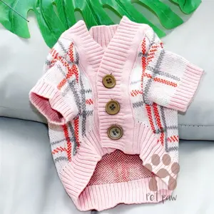 Petpaw Baju Anjing Kucing Cardigan Square Pattern Outer Premium Import