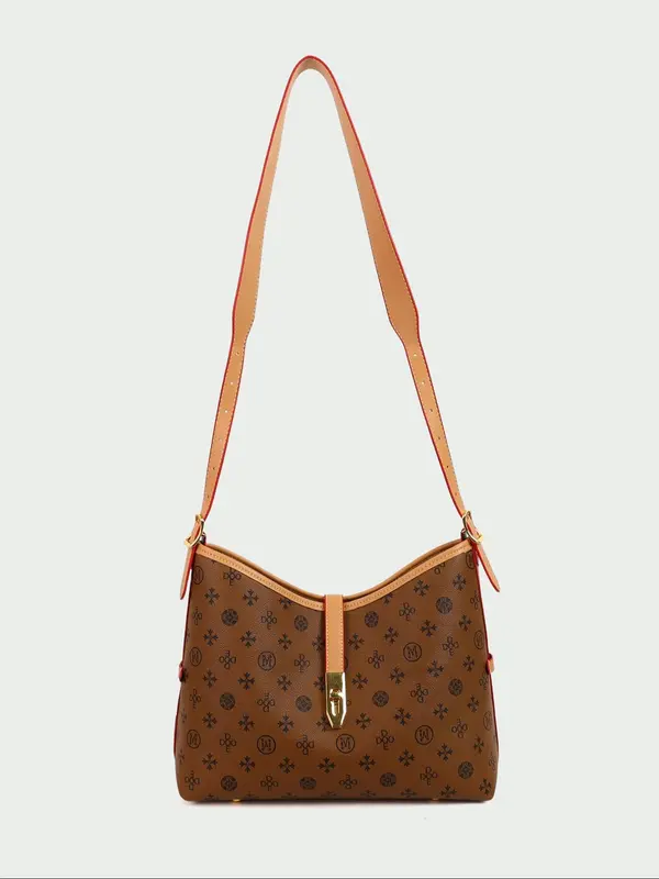 Women's Fashionable Floral Print Underarm Bag, Casual PU Leather Shoulder Bag for Daily Used, Trendy Versatile High-quality Daily Commuting Bag 8