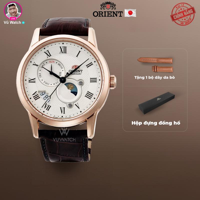 Đồng Hồ Cơ Nam Orient RA-AK0007S10B Sun and Moon | Tặng 1 lần thay kính miễn phí & 1 bộ dây da bò