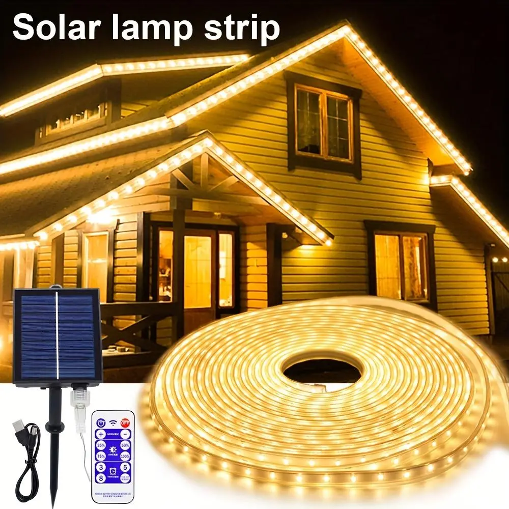 Solar Powered String Light, 1 Set Outdoor Waterproof Led Light Strip, Decorative Light for Garden Tree House Villa Staircase