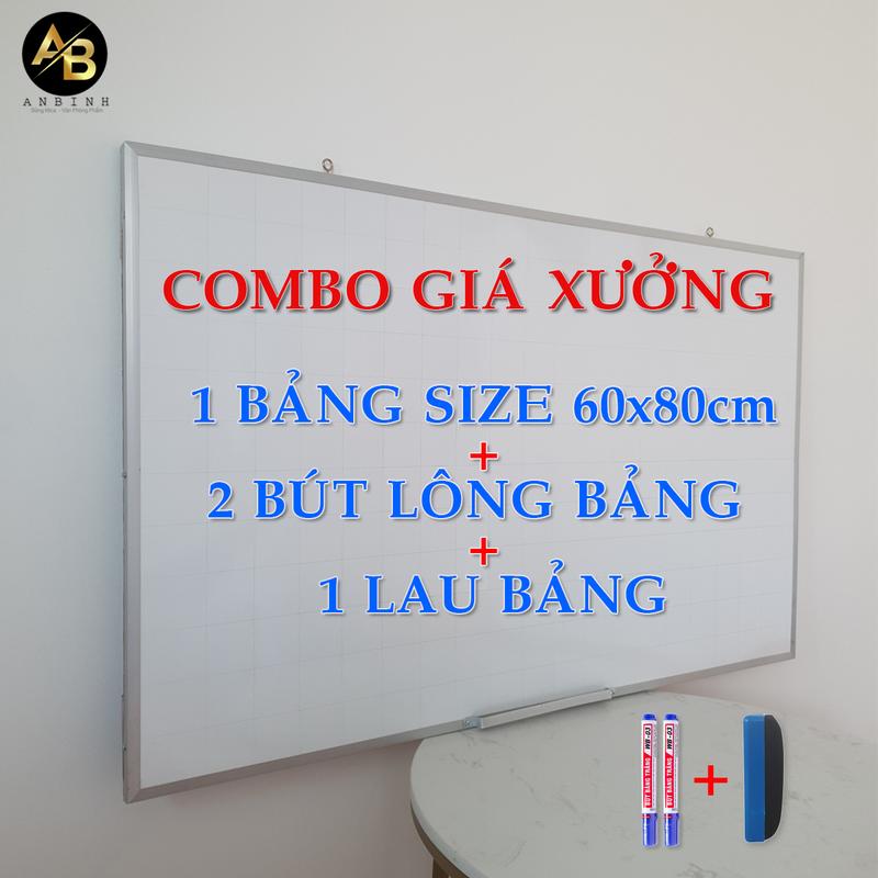 COMBO GIÁ XƯỞNG 1 BẢNG VIẾT BÚT LÔNG SIZE 60x80cm + 2 BÚT LÔNG BẢNG + 1 LAU BẢNG - Bảng trắng mica viết bút lông treo tường