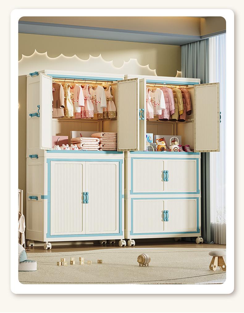 Product Introduction of Household Wardrobe Installation-Free Clothing Storage Cabinets Open Door Foldable Transparent Storage Box Multi-Layer Plastic Locker Organiser 3