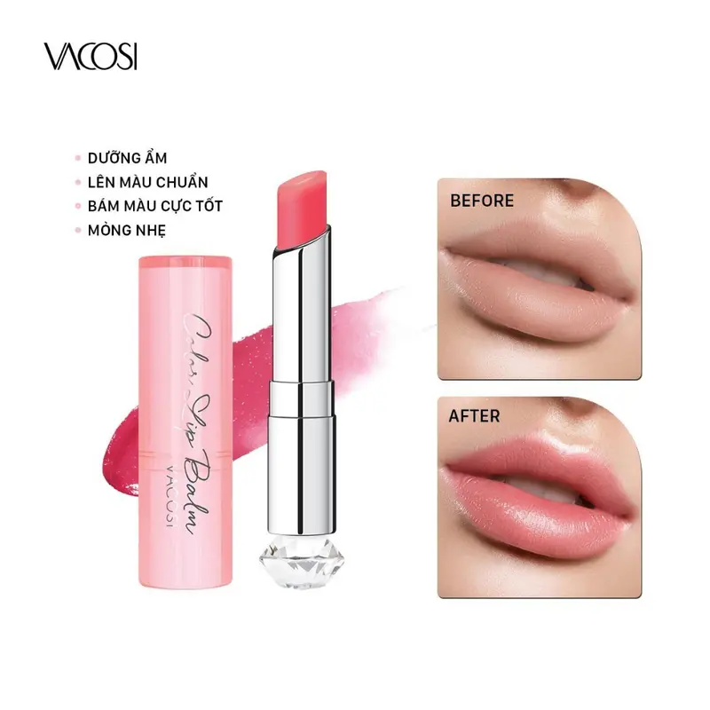 VACOSI Son Dưỡng Môi Có Màu VS06 - Cấp Ẩm & Bảo Vệ Môi Căng Mọng 3g - Hương Quyến Rũ, Màu Hồng Tự Nhiên 2