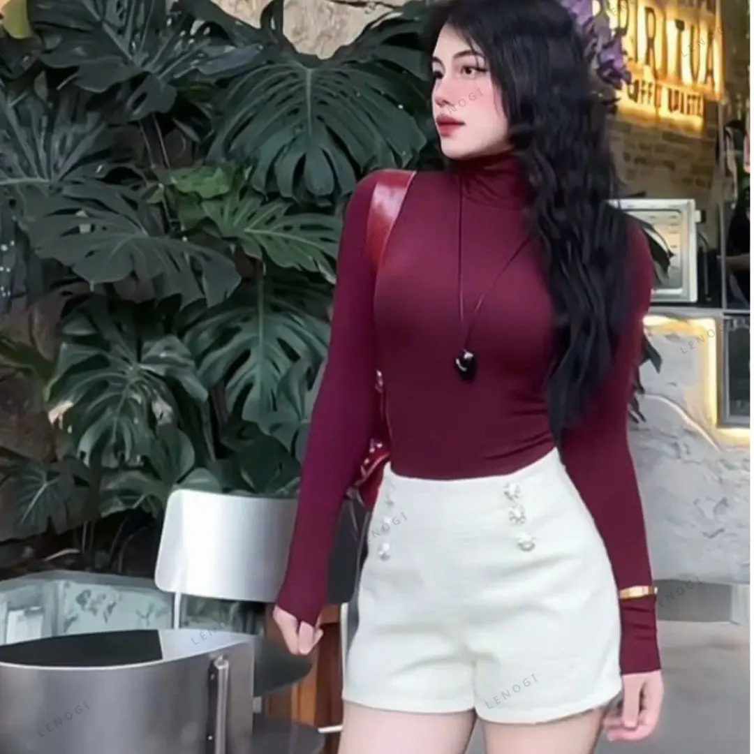 Áo cổ cao cotton zip LÓT LÔNG Lenogi áo giữ nhiệt cổ lọ ôm body A90 Thun Nữ | BigBuy360 - bigbuy360.vn