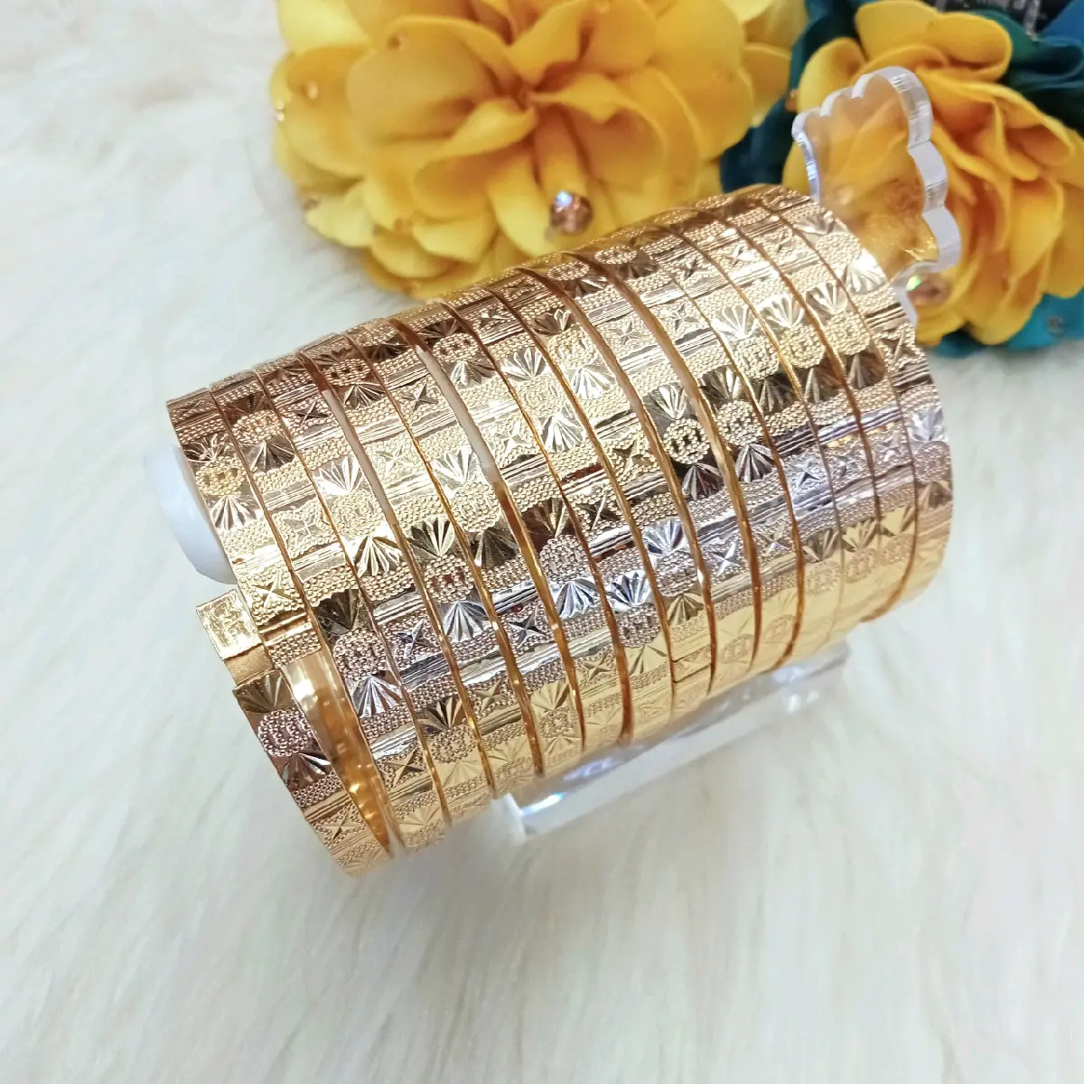 Vòng Ximen Mẫu Chạm Kim Tiền 5 Ly Đồng Đỏ Màu Vàng Miền Tây 750 Phụ Kiện