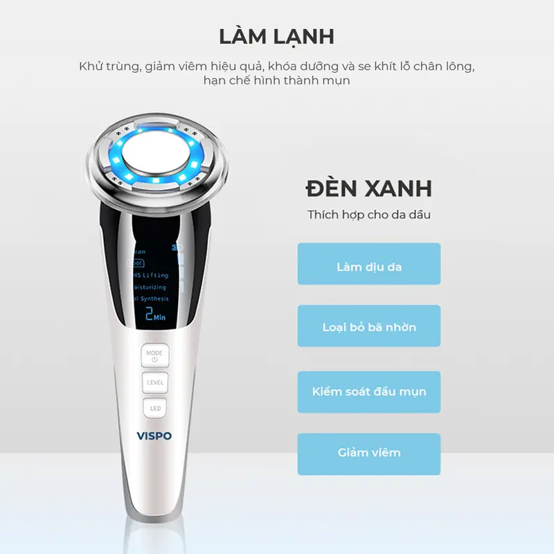 Máy massage mặt vispo VP-CM23, làm sạch đẩy tinh chất hot and cool, giúp làm sạch sâu nâng cơ trẻ hoá làn da. 2
