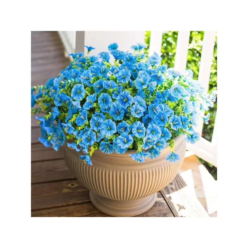 Artificial outdoor flowers and plants for spring and summer decoration, outdoor silk morning glory artificial flowers, UV resistant appearance, front door courtyard porch courtyard window balcony gifts, garden decoration, outdoor plants  Multicolor 7