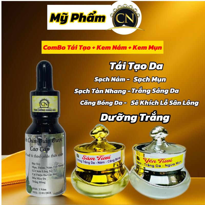 MỸ PHẨM CN COMBO TÁI TẠO MỤN -NÁM Mờ Thâm ,Nám-Tàn Nhang. Nám mảng Nám lâu năm Nám sau sanh ,Sạch Mụn Ngăn Ngừa Mụn. Mờ Thâm Mụn Làm trắng da ,sản phẩm đặc trị mụn ,peel da trị nám ,kem mụn kem trị mụn hằng du mục