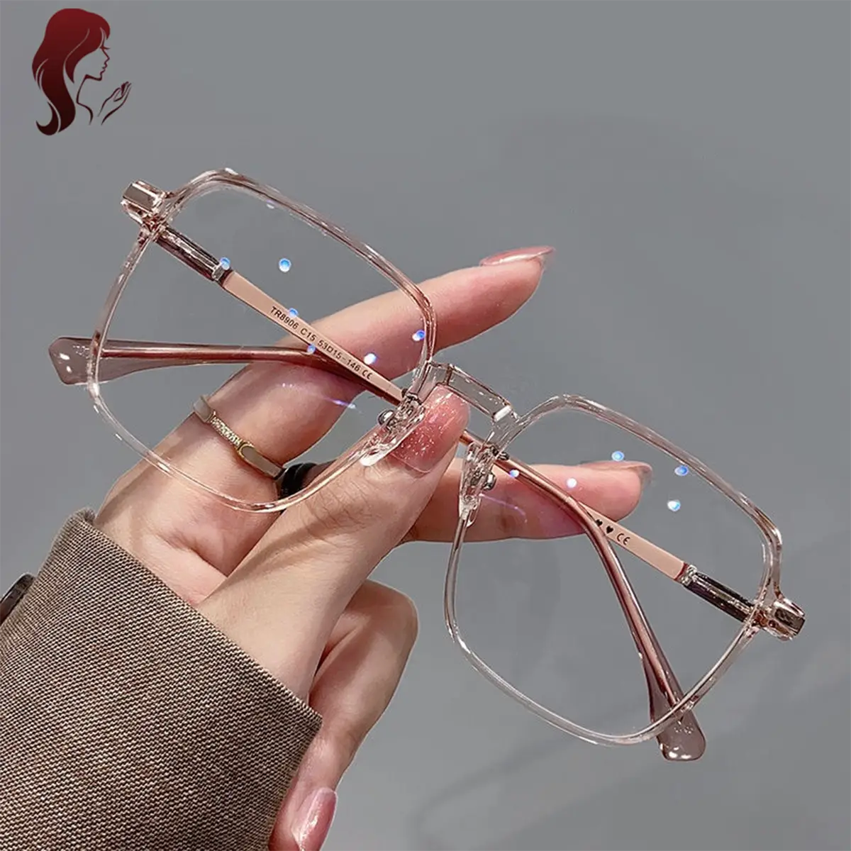 Thời Trang Vuông Chống Ánh Sáng Xanh Kính Siêu Nhẹ Trong Suốt Dành Cho Nữ Máy Tính Bảo Vệ Mắt Kính
