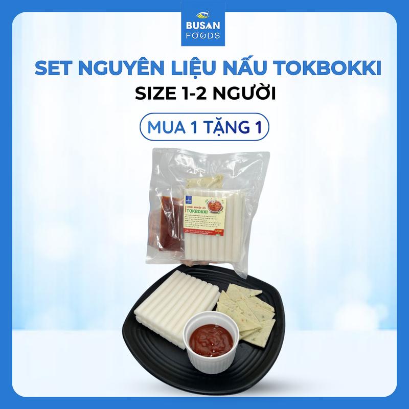 (DEAL LIVE) KHÔNG GIAO M.BẮC - Mua 1 TặNg 1 Set Tokbokki Nhỏ Nguyên Liệu Nấu Bánh Gạo Hàn QuốC Busan Foods 250G Bánh Gạo + 60G Xốt + 60G Chả Cá Không Miến