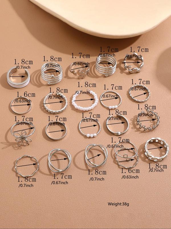 Fashion Elegant Geometric Stacking Ring, Hollow Out & Flower & Criss Cross & Heart Design Ring, Exquisite Jewelry for Women for Gift, with Box 3