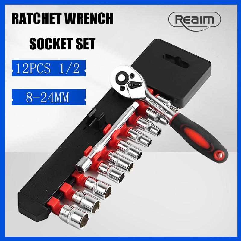 Realm ratchet wrench socket set 12 PCS 1/2 tools for motorcycle ...