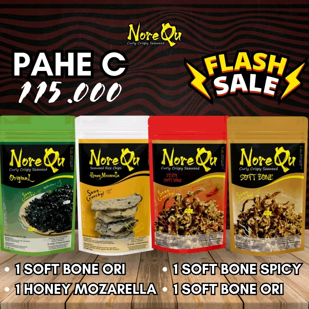 Promo Paket Hemat bundling NoreQu Crispy Seaweed MIX 4 Varian