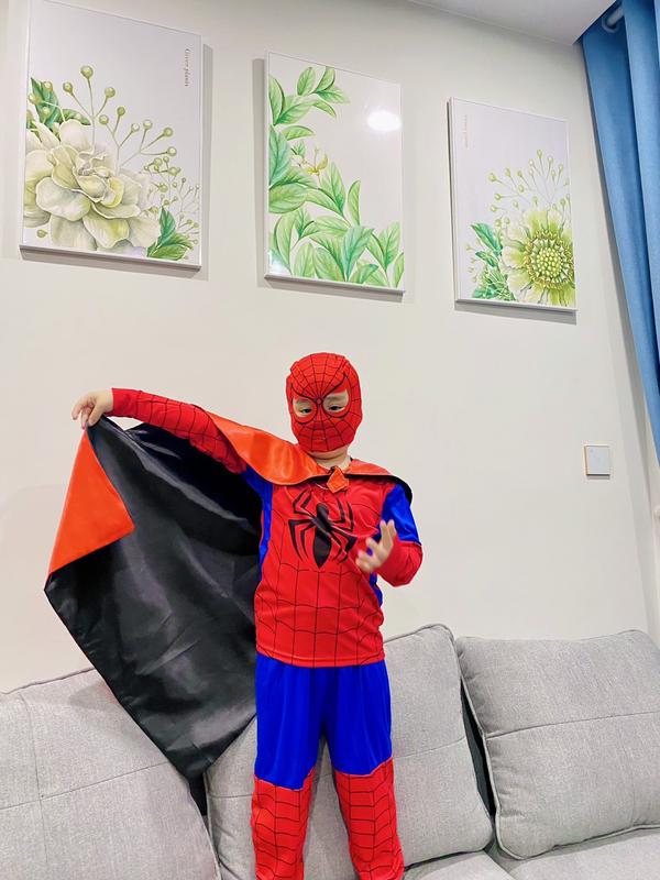 Bộ Quần Áo Siêu Nhân Nhện Cho Bé 12-30kg có phụ mũ chùm đầu và mặt nạ hóa trang quanao daitay