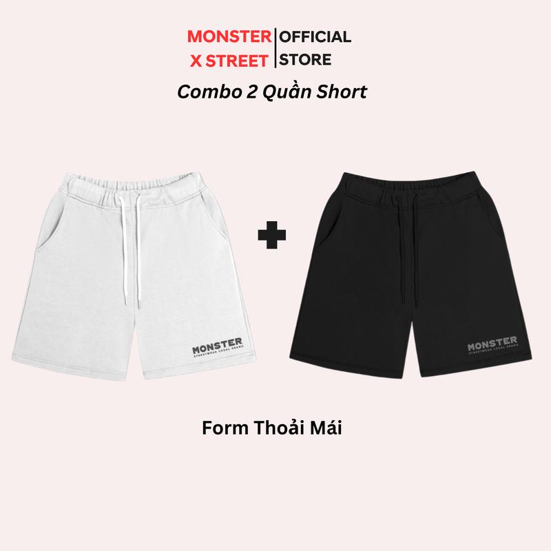   Combo 2 Quần Short thun  Monster-Signature dáng xuông thoải mái Monster x Street Bản Nâng Cấp đường may Menswear 