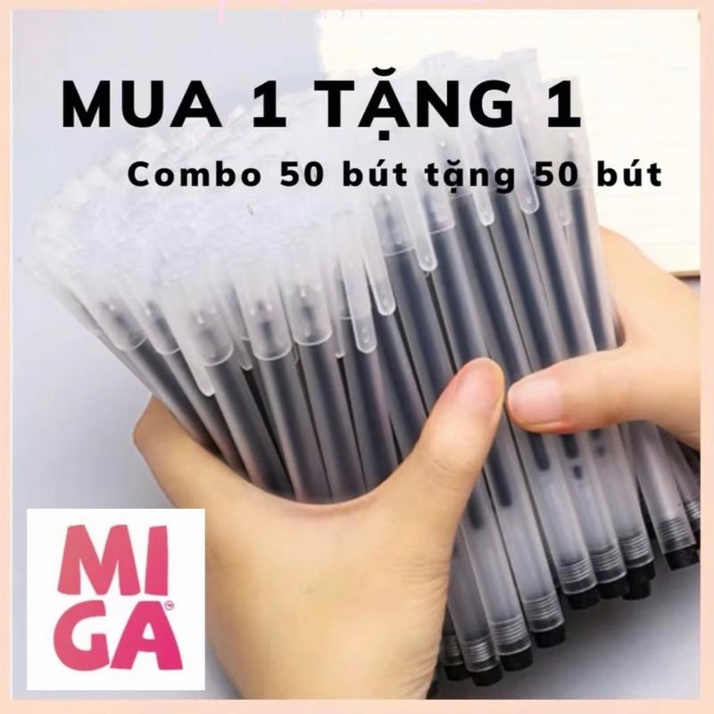 (Mua 50 Tặng 50 ) Combo 50 bút gel MIGA bút bi nước văn phòng mực gel ngòi 0.5 mm bút gel mực đều đẹp đủ màu xanh đỏ đen nét chữ đẹp