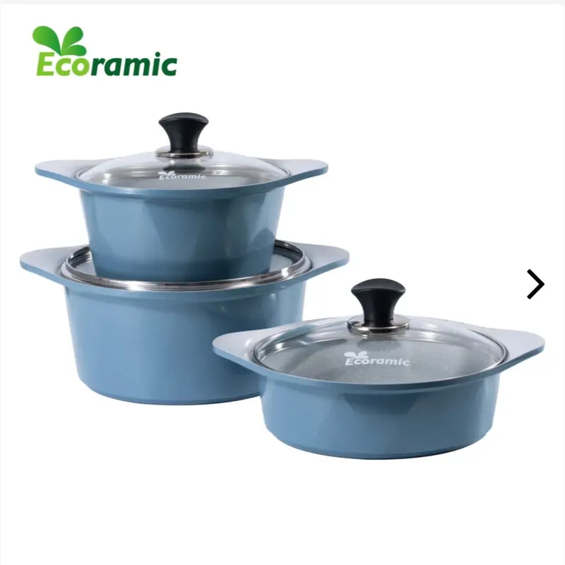 BỘ 3 NỒI VÂN ĐÁ ECORAMIC VLINE 6 CHỐNG DÍNH (Tặng chảo inox 20cm, bắc nồi silicon)  [Dùng mọi loại bếp] 3