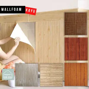 WALLPAPER FOAM 3D STICKER MOTIF KAYU 70CMX70CM