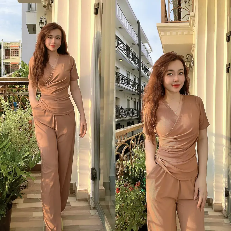 Set Bộ Nữ Thể Thao MỎNG MÁT  Thun Tăm Quần Dài Ôm Bo Ống Áo Thêu Chữ Tay Dài Khóa Kéo Sport Chạy Bộ Top 7