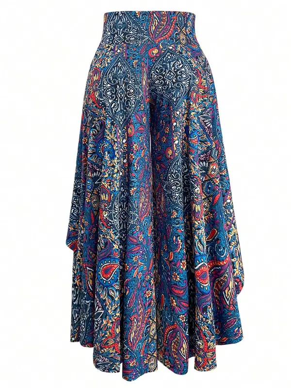 【Plus Size】 Floral Print Pants, Boho Casual Comfy Trousers for Daily Wear, Women's Bottoms for All Seasons, Clothing, Womenswear, Vibrant Pants Women 5