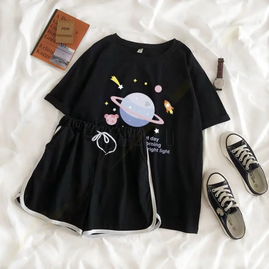 [FREESHIP từ đơn 0 đ]] Sét áo phông Hành tinhVà quần short viền, áo thun from rộng thiết kế thời trang cá tính, chất đẹp không xù   -BẢO LOAN