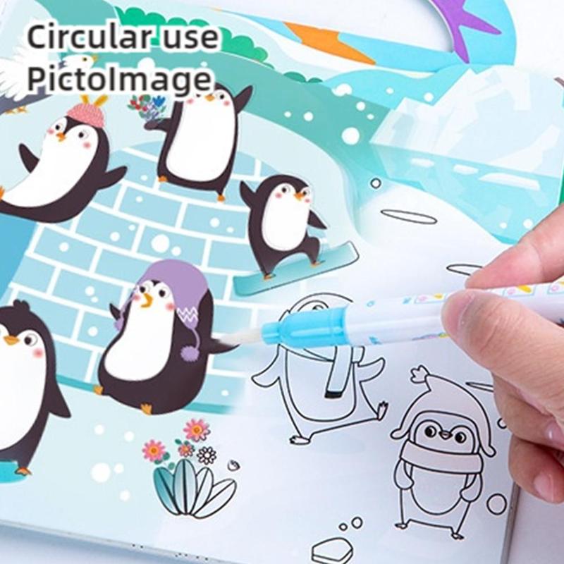 Product Introduction of Magic Travel Water Painting With Activities Stickers Student Puzzle Toy Watercolor Books Kids Christmas Gift 18