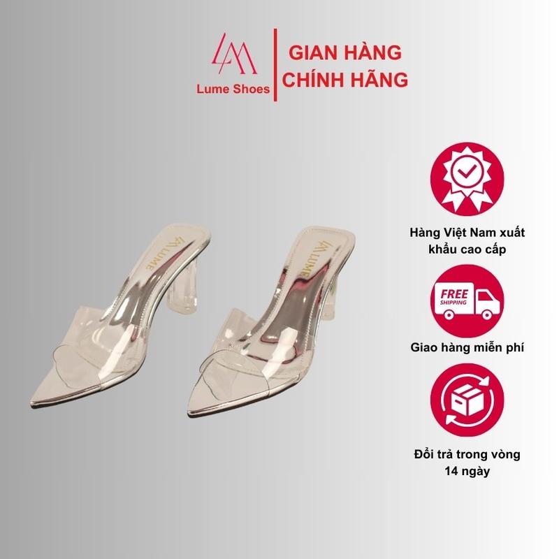 Dép cao gót quai trong mũi nhọn Lume da PU cao cấp, đế cao su non chống trơn trượt, đế cao 7cm GiàY DéP Shoes Women