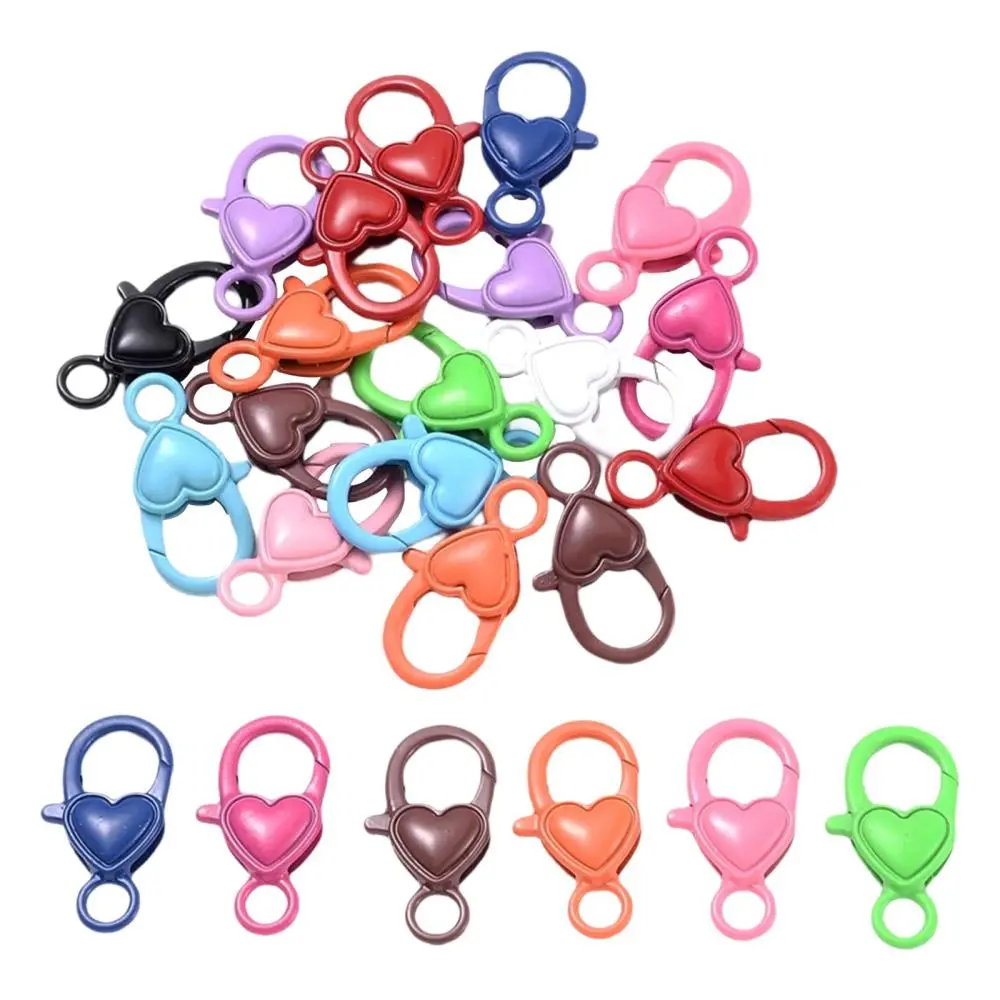 100x Antique Plastic Lobster Clasp Key Ring Buckle , Assorted Colors Spring Snap Accessories Hard Hook for Keychain Charms Crafts Sewing Bag