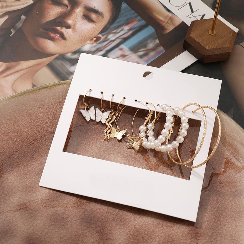 Product Introduction of Independent Station Earrings Suit 5 Pairs of Creative Simple Acrylic Butterfly Earrings Snake Earrings Pearl Earrings Women 11