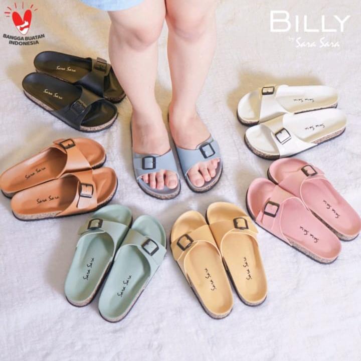 Sandal Wanita Casual Sandal Slop Kulit Sol Puyuh Kekinian Model Birken Single Strap Single Sendal 0