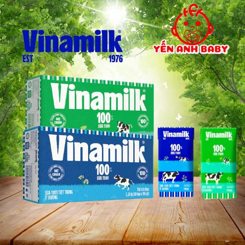  Thùng 48 hộp sữa tươi tiệt trùng Vinamilk 100% có đường ít đường 110m 