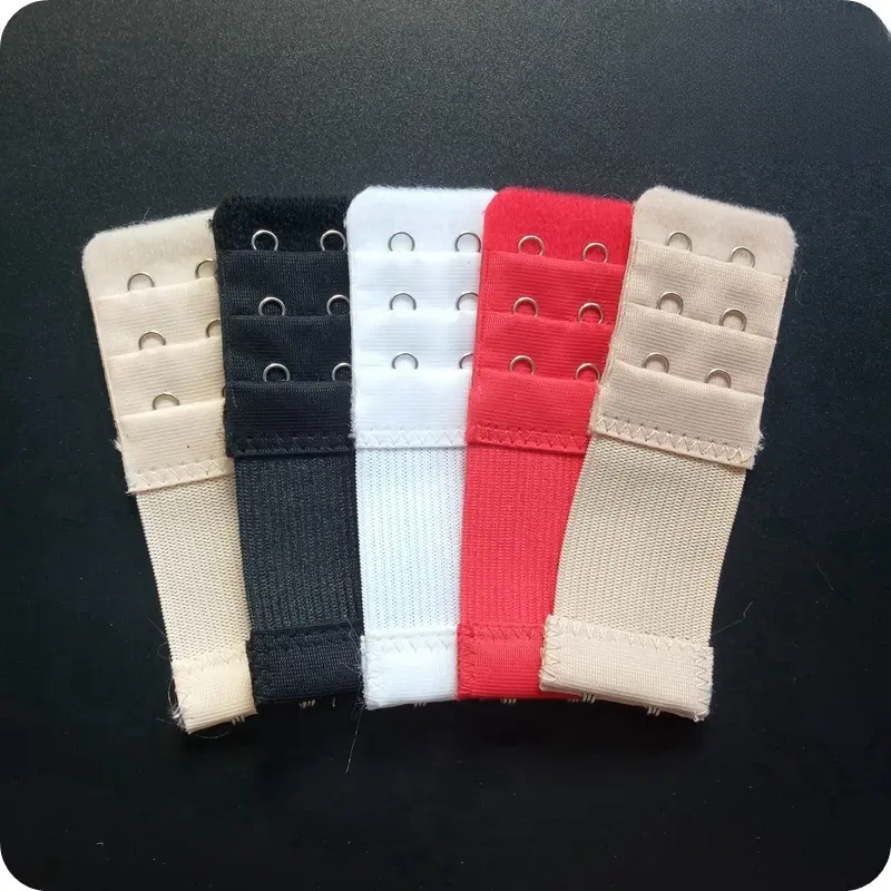 Elastic Three Rows and Two Buckles Bra Extender Stainless Steel Underwear Lengthened Buckle Hook and Eye Closure Factory Direct Sales