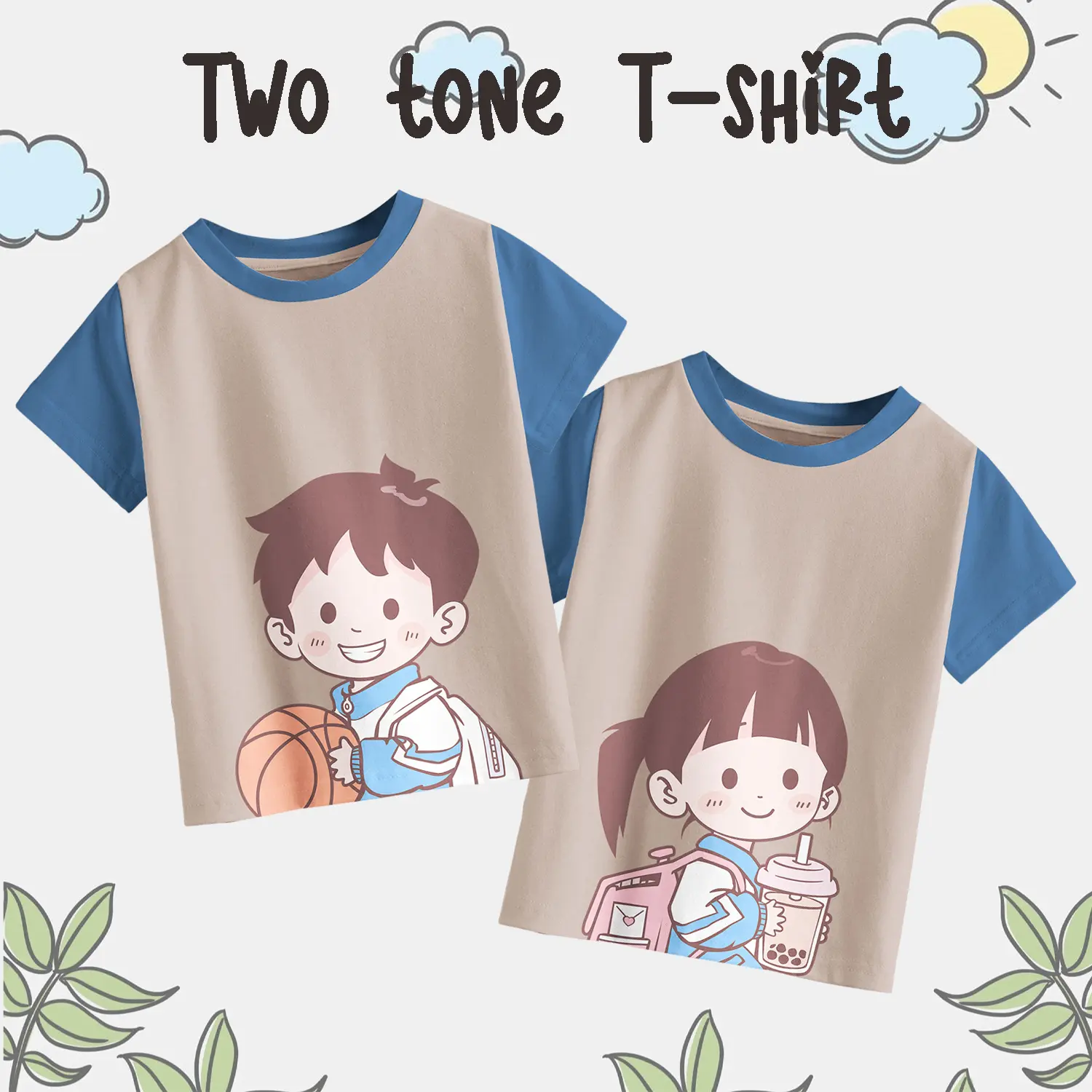 Kaos Couple Distro Twotone Anak Laki Laki Perempuan Unisex Sibling Desain Terbaru