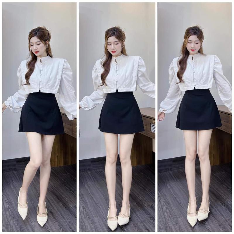 Chân váy A ngắn lưng cao dáng dài công sở ôm xòe màu đen nâu xếp ly - Chân váy chữ a cạp liền có quần trong đi biển đẹp Nữ Jean