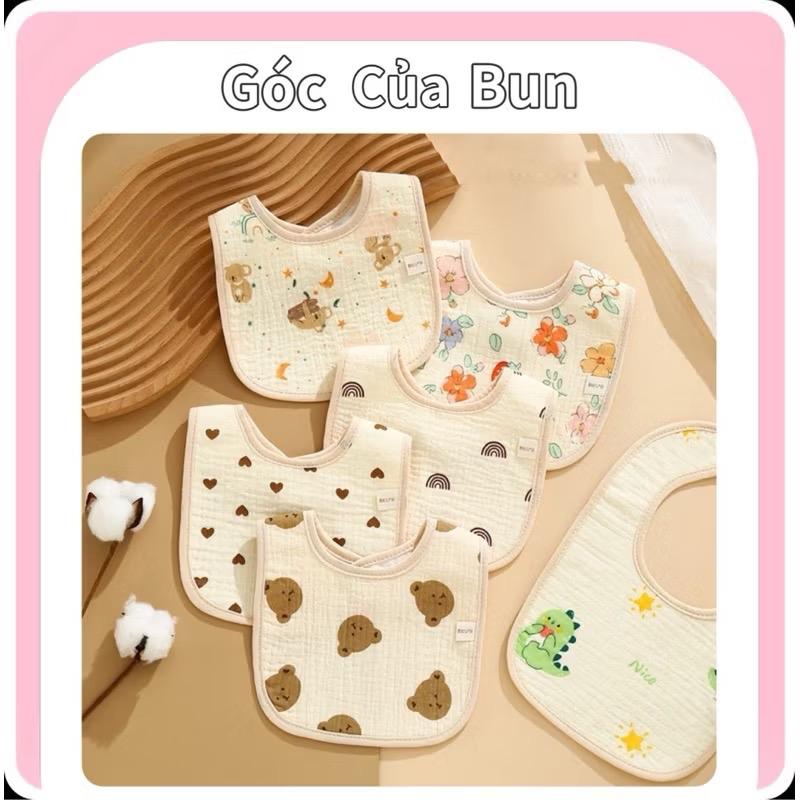 Yếm Ăn Dặm Cho Bé Chống Thấm Hình Chữ U Hoạ Cho Bé Trai Và Bé Gái