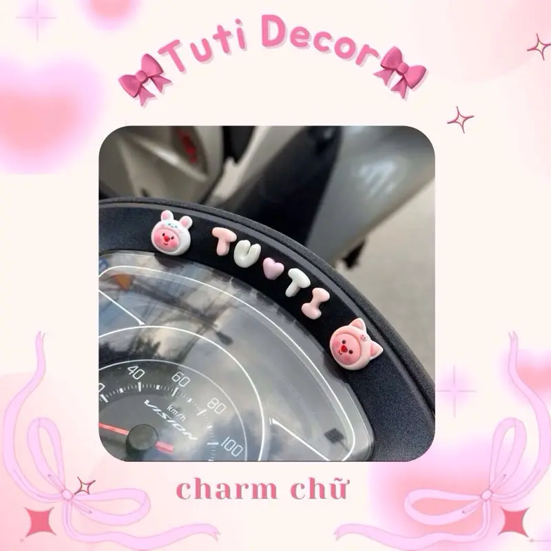 Charm Dán Xe TẶNG KEO - Kem 4