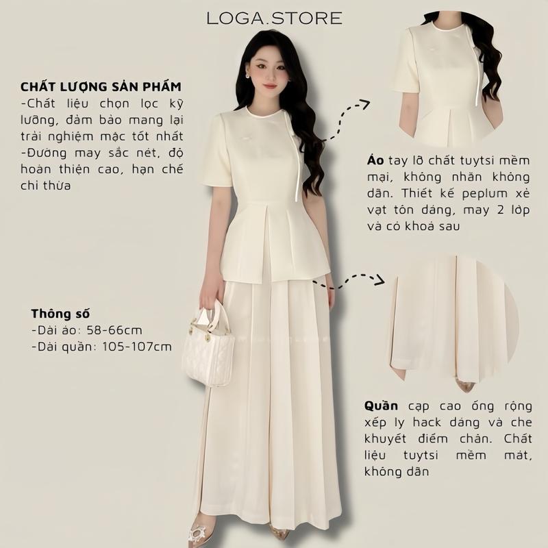Product Introduction of Set áo peplum  và quần ống rộng xếp ly, set áo quần công sở thanh lịch Logastore _L161 21
