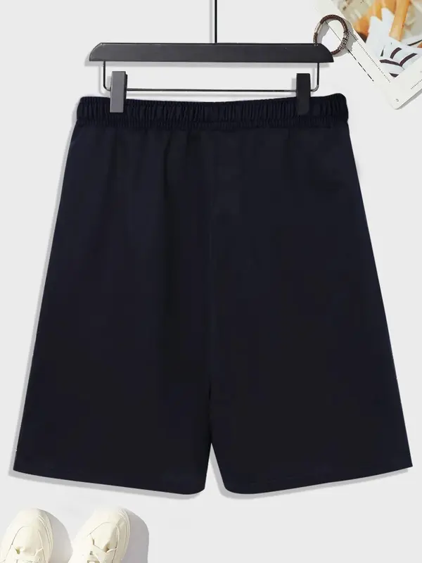 Men's Regular Fit Letter & Geometric Print Drawstring Waist Shorts, Casual Breathable Comfortable Shorts for Summer, Fashion Men's Bottoms for Daily Wear 5