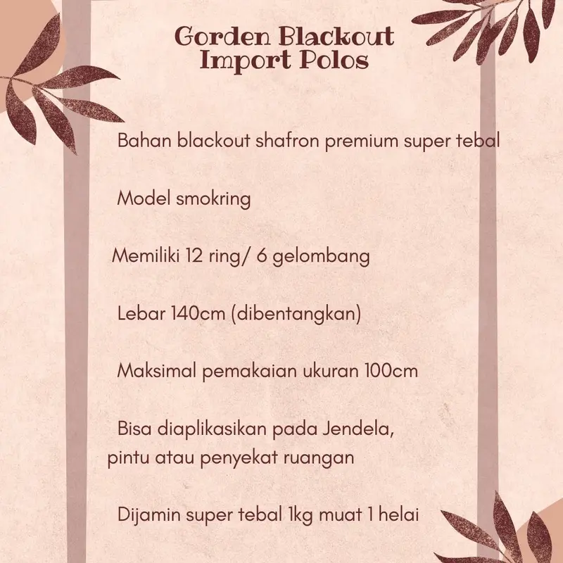 Gorden Blackout Import Polos Super Tebal serat shafron doff 3