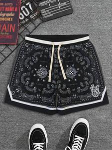 Men's Regular Fit All Over Print Drawstring Waist Sports Shorts, Casual Comfy Breathable Shorts for Daily Outdoor Wear, Men's Bottoms for All Seasons